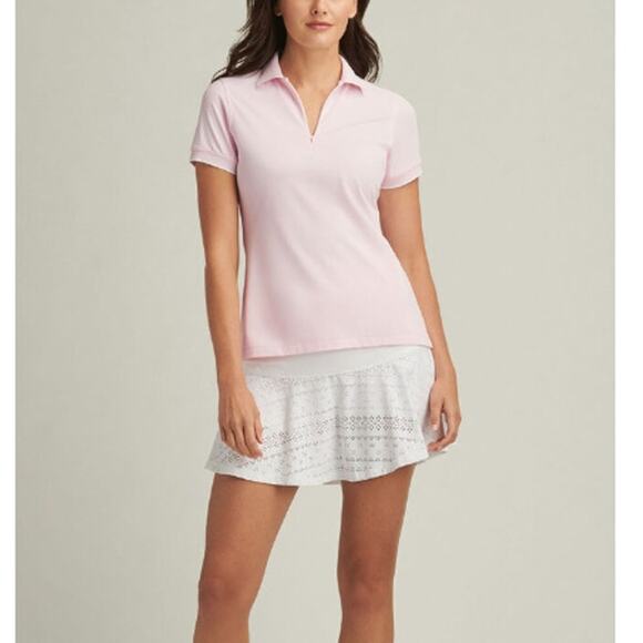 Peter Millar Tops - Peter Millar Women's Pink Whitworth Sport Mesh Short-Sleeve Polo Tee Size M